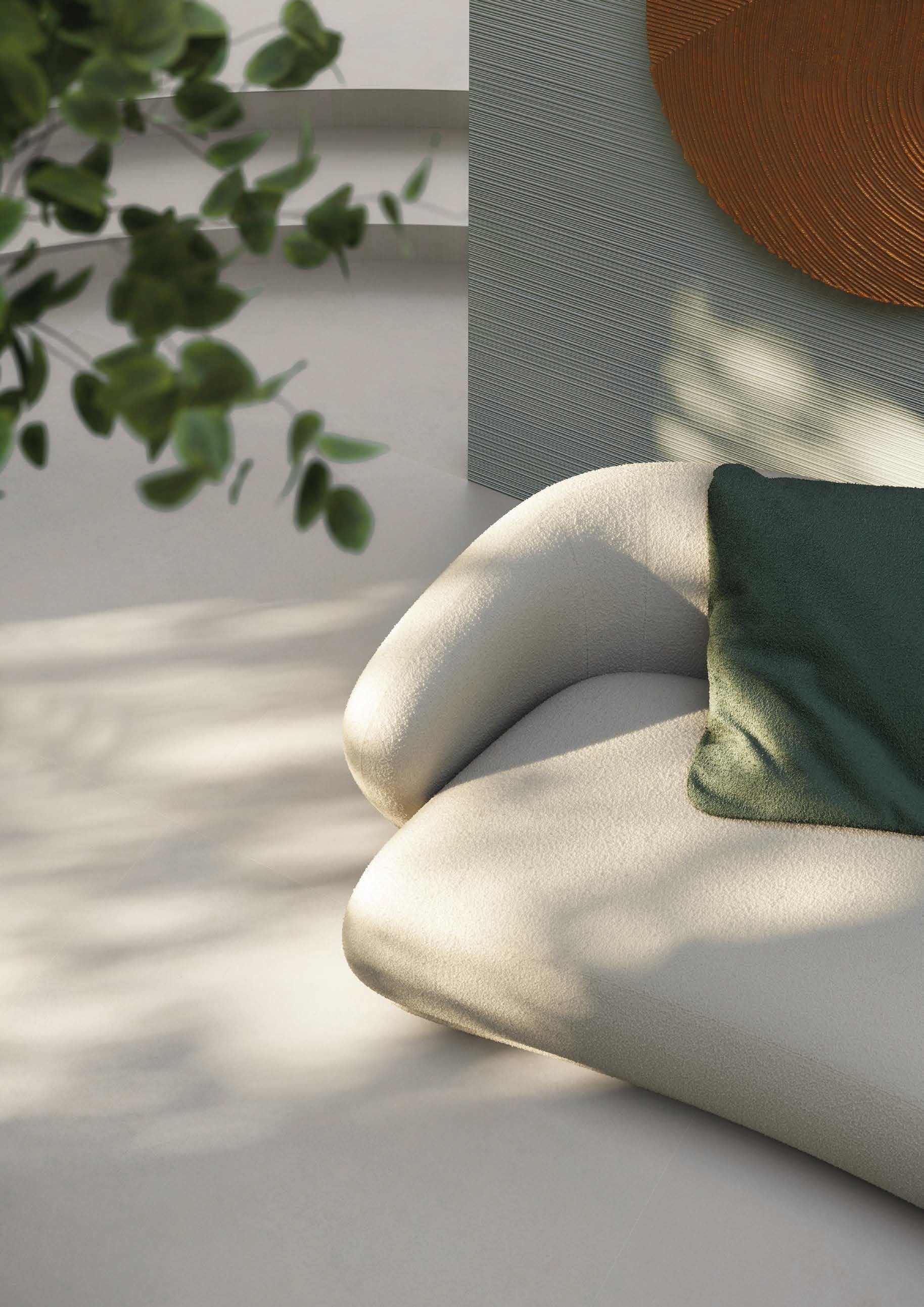 Living minimalist cu accente verzi | Inspirație Baie Modern