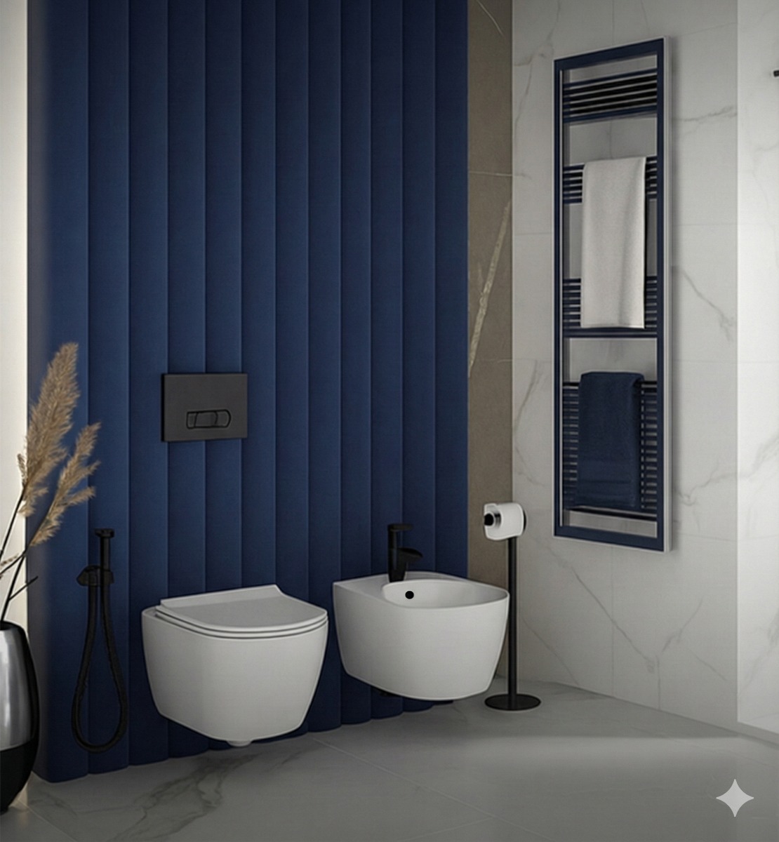 Baie modernă în tonuri marine | Inspirație Baie Modern