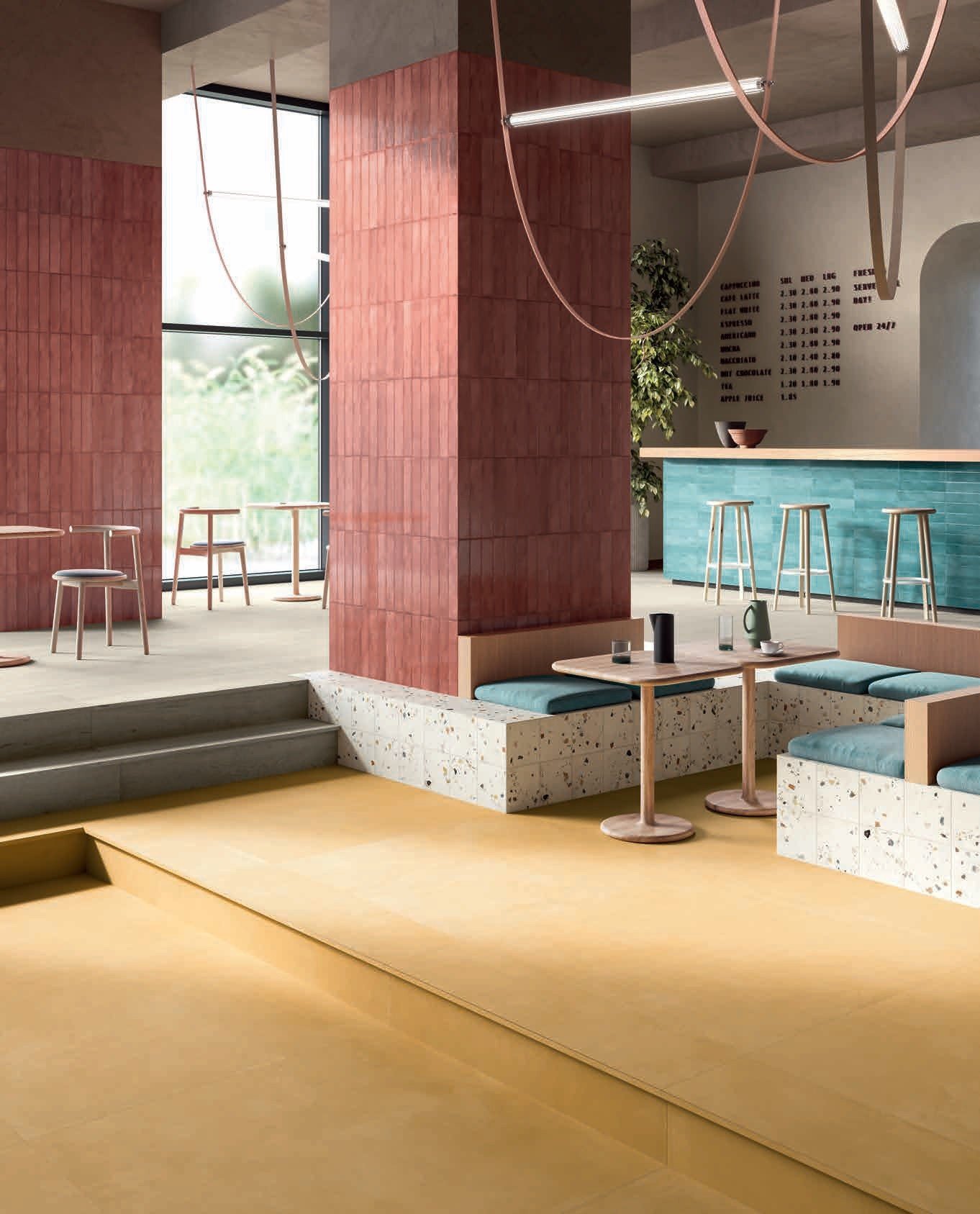 Cafenea urbană cu accente de teracotă | Inspirație Baie Modern
