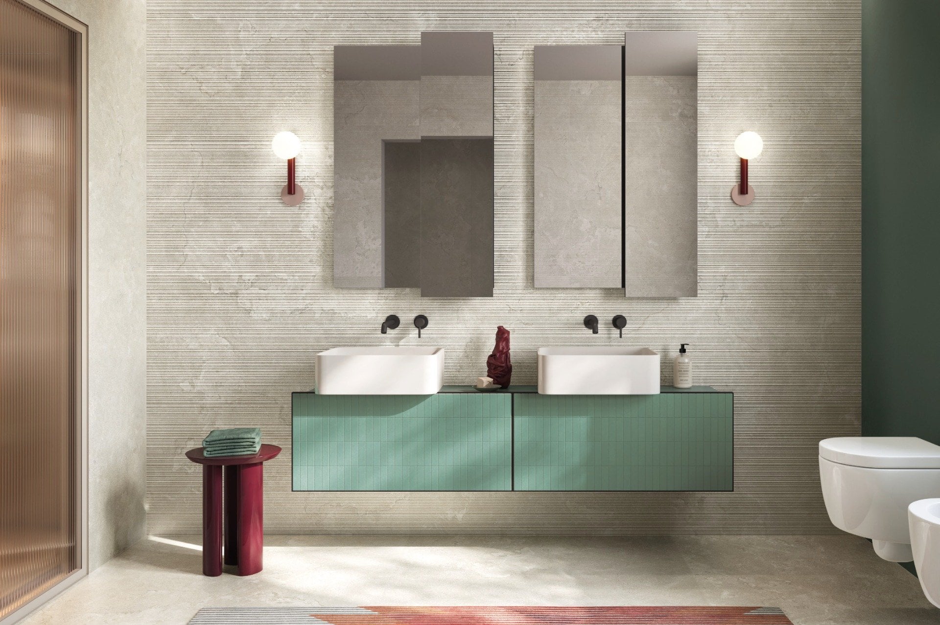 Baie modernă cu accente vibrante | Inspirație Baie Modern