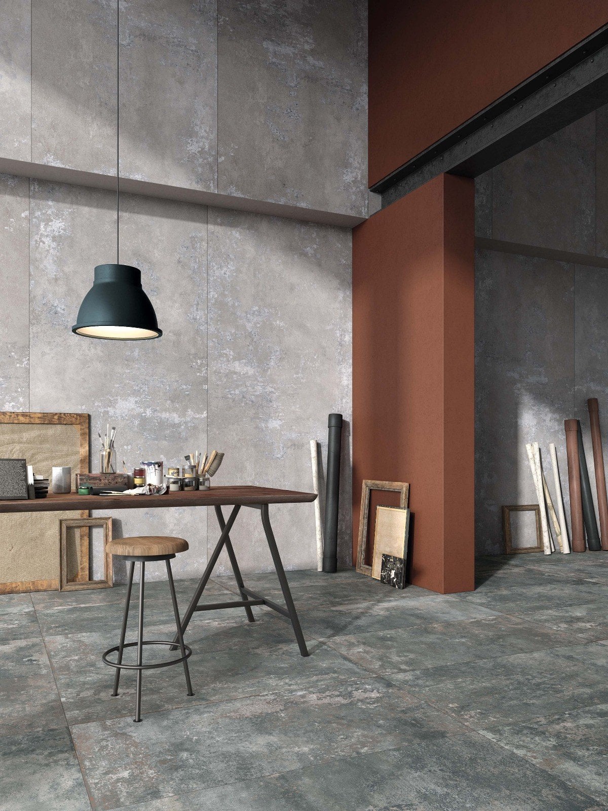 Atelier urban cu accente ruginii | Inspirație Baie Minimalist