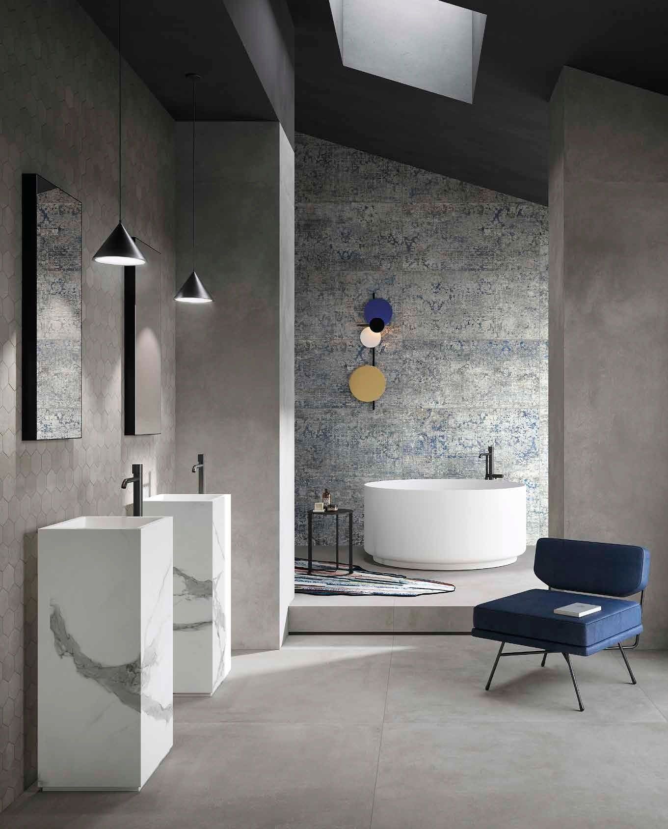Baie modernă cu accente albastre | Inspirație Baie Minimalist