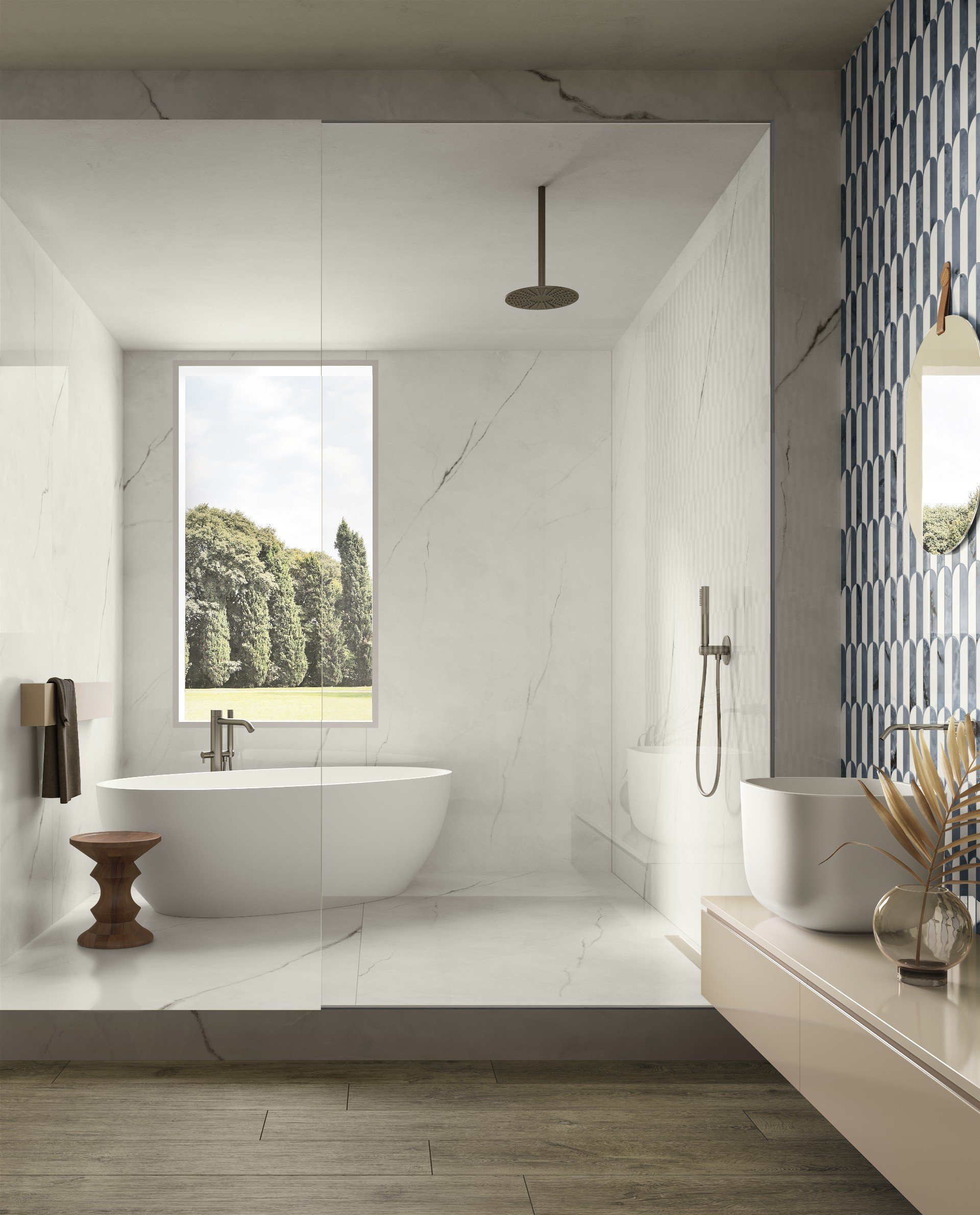 Baie modernă cu accente vibrante | Inspirație Baie Minimalist