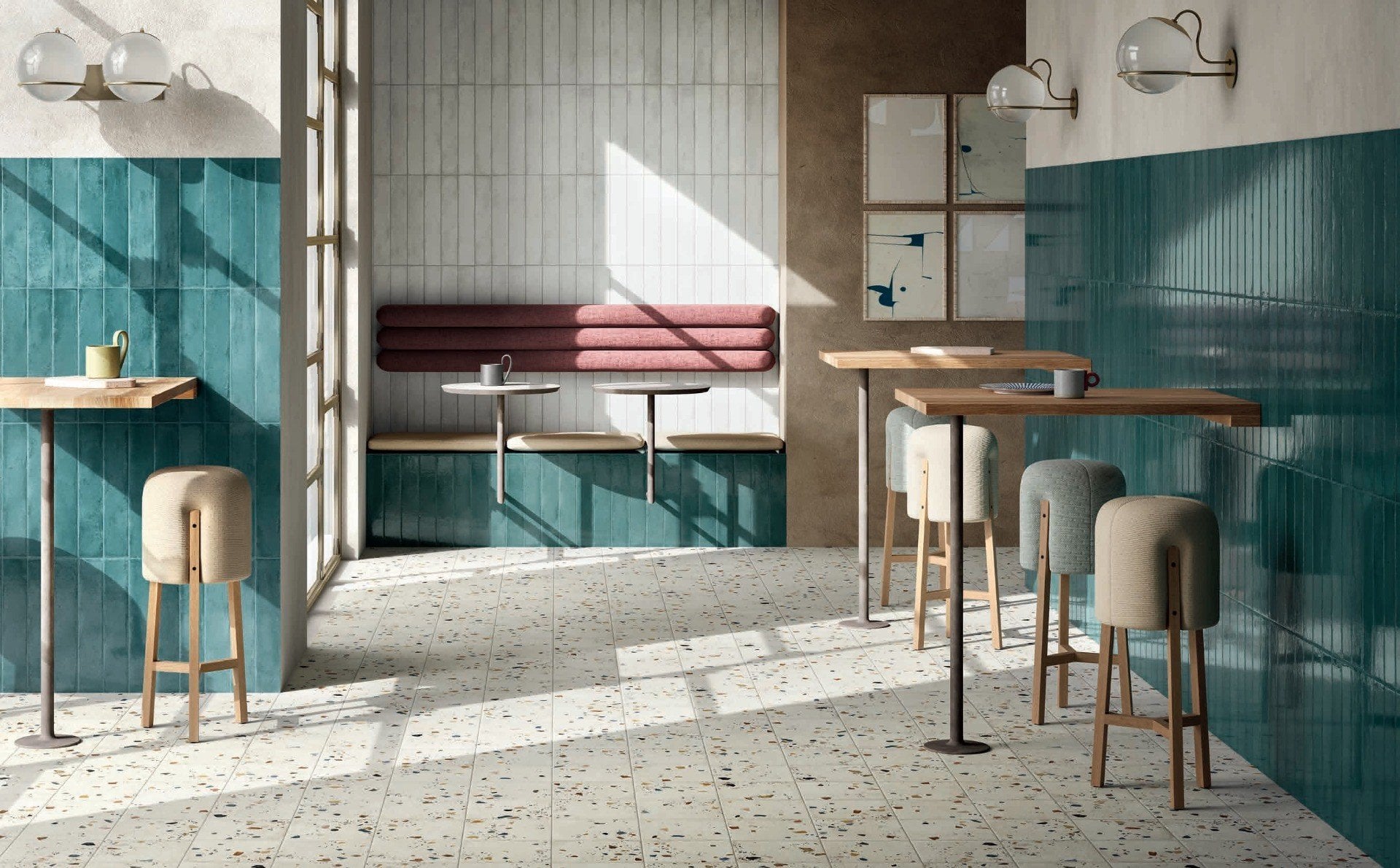 Cafenea urbană cu accente turcoaz | Inspirație Baie Modern