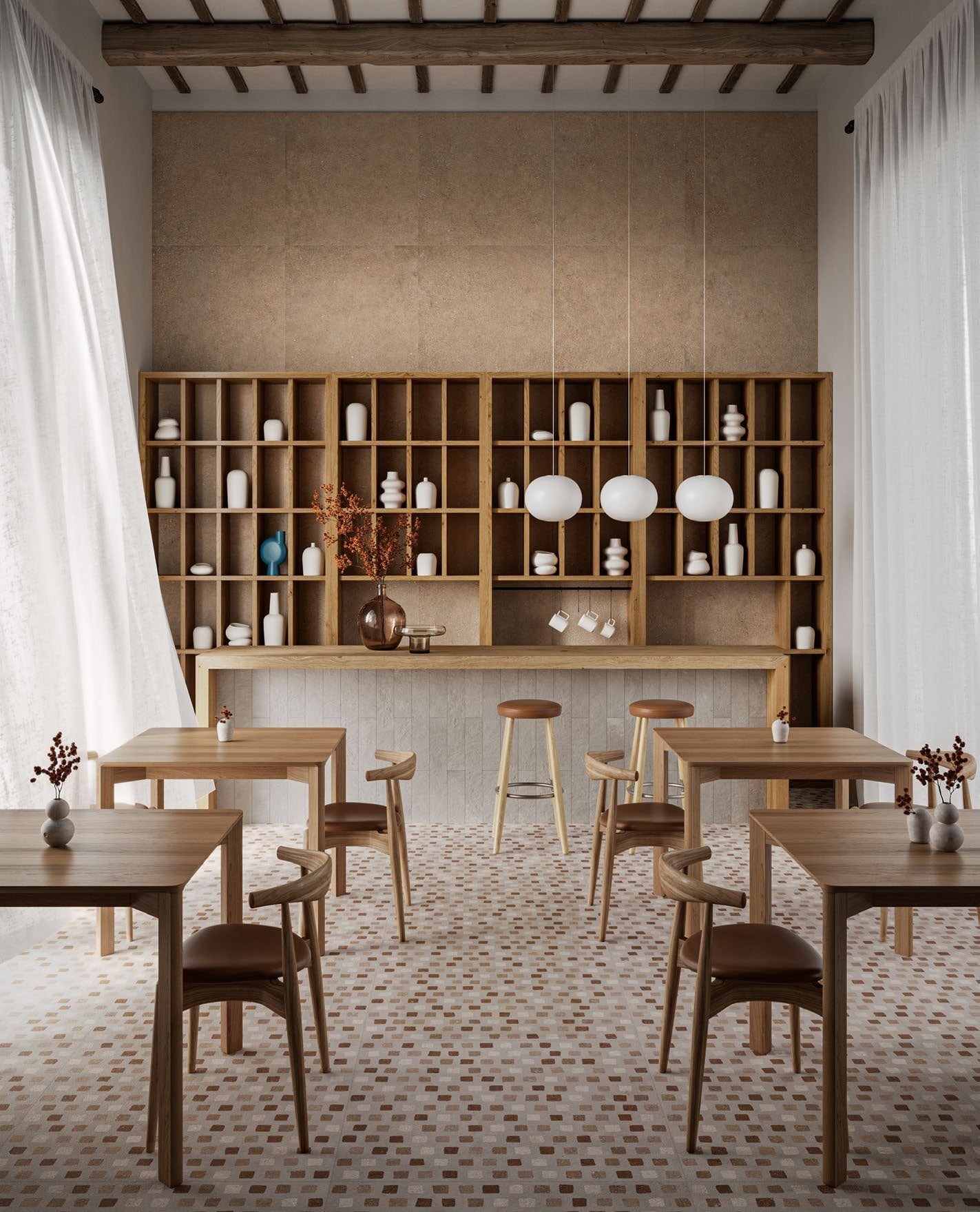 Cafenea mediteraneană cu accente calde | Inspirație Baie Modern