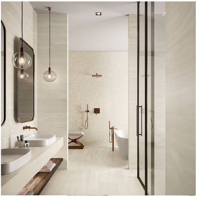 Baie spa în tonuri calde | Inspirație Baie Minimalist