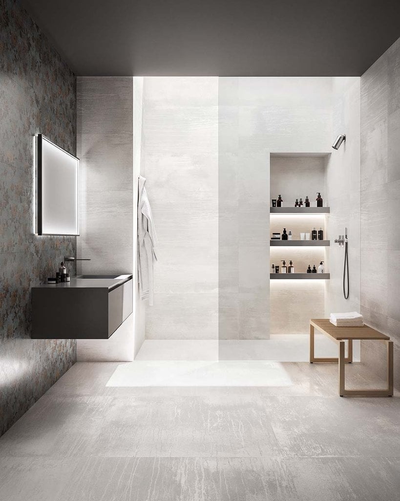 Duș spa cu lumină difuză | Inspirație Baie Minimalist