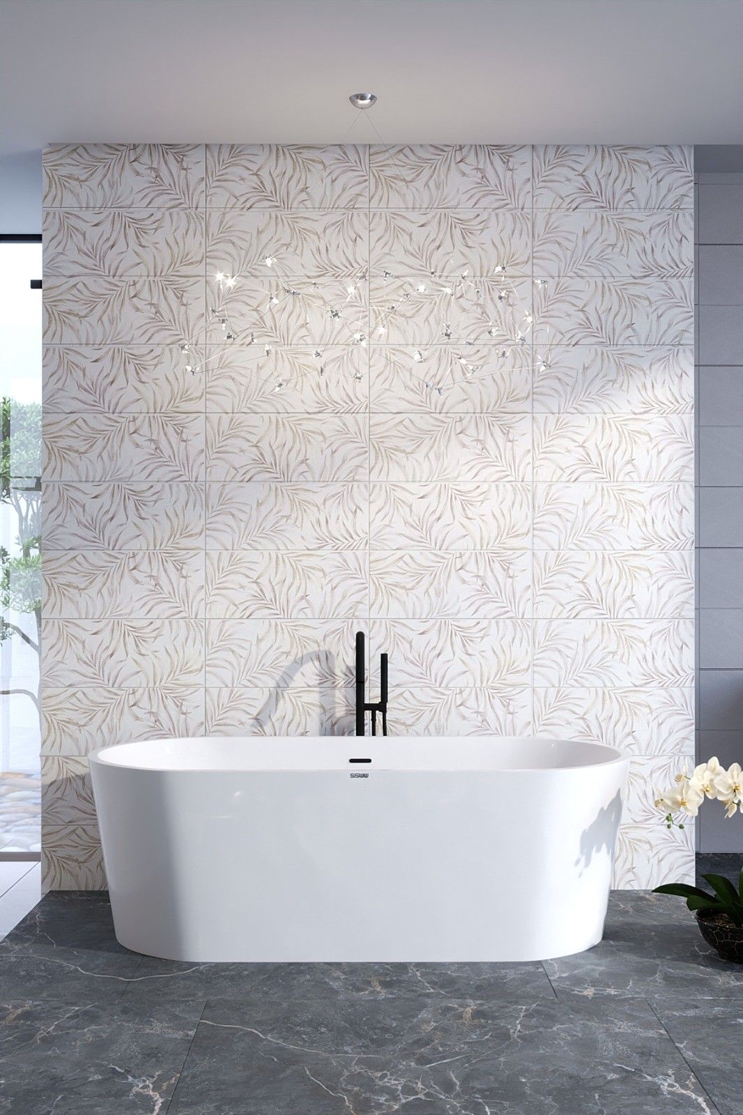 Baie modernă cu accente botanice | Inspirație Baie Modern