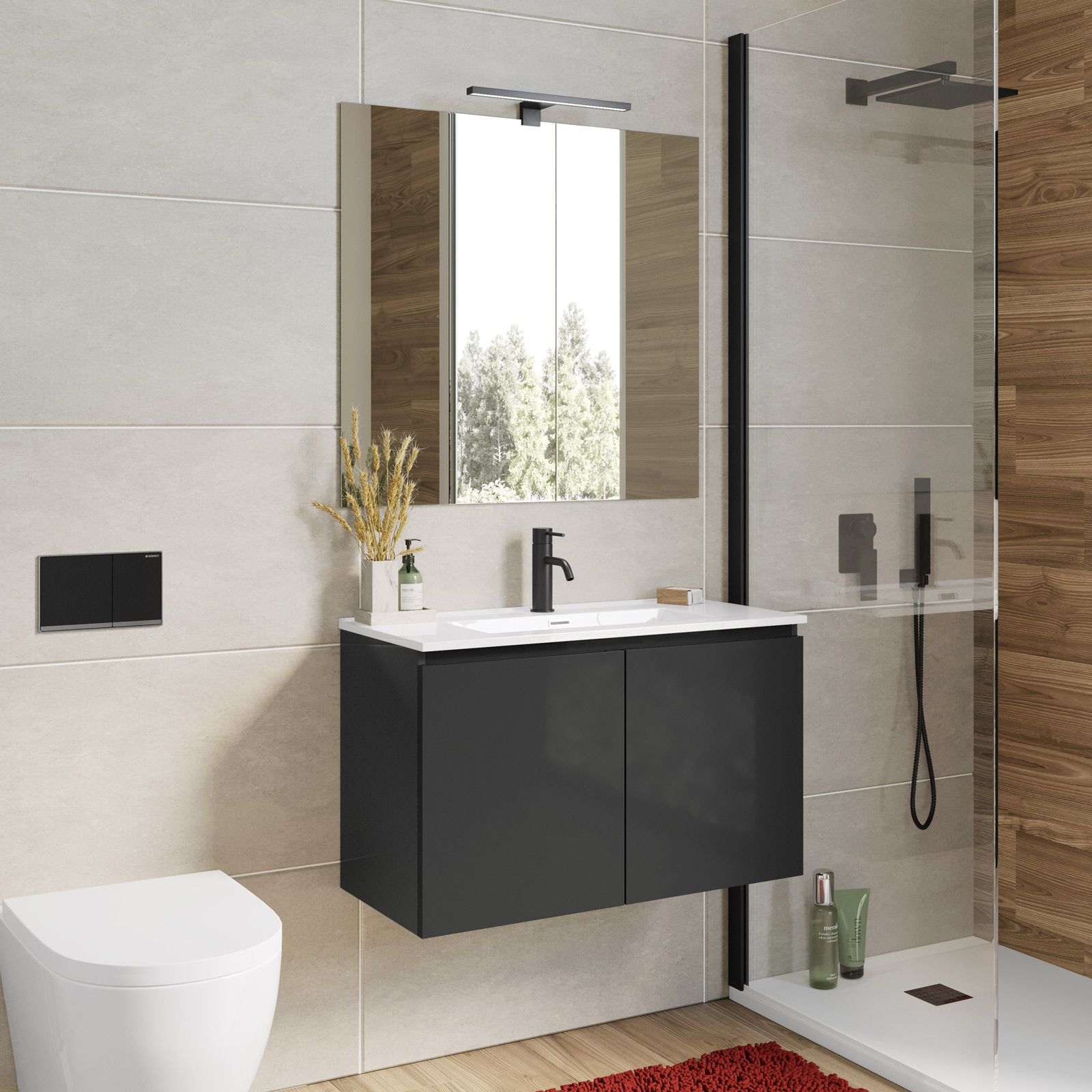 Baie modernă cu accente calde | Inspirație Baie Modern