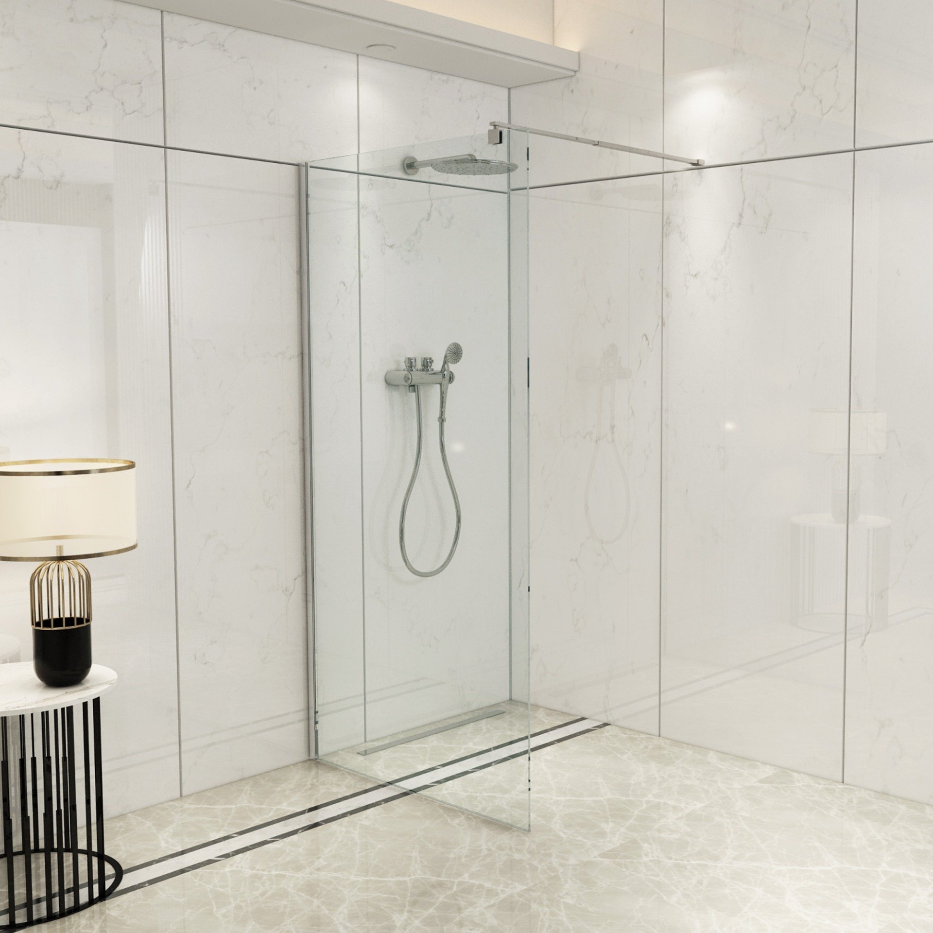 Duș spa în marmură luminoasă | Inspirație Baie Modern