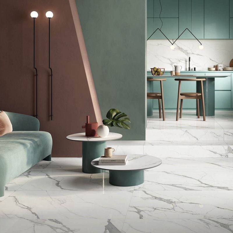 Living și bucătărie în nuanțe pastel | Inspirație Baie Minimalist