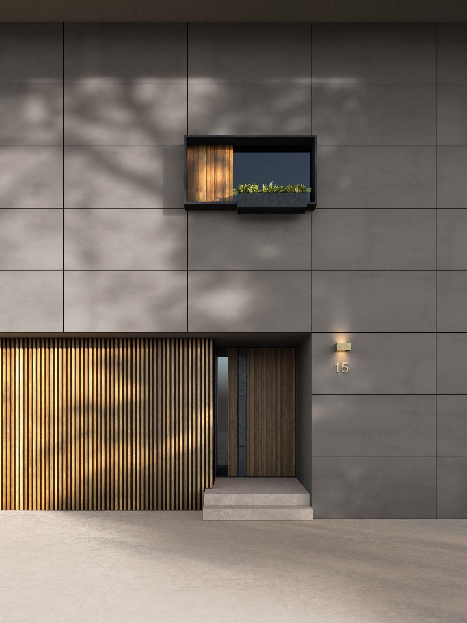 Fațadă modernă cu accente calde | Inspirație Baie Modern