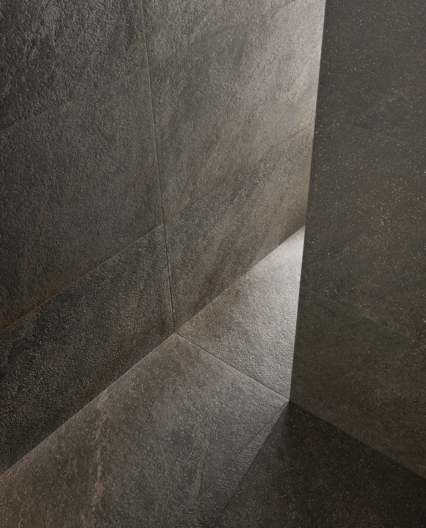 Hol minimalist în piatră închisă | Inspirație Baie Modern