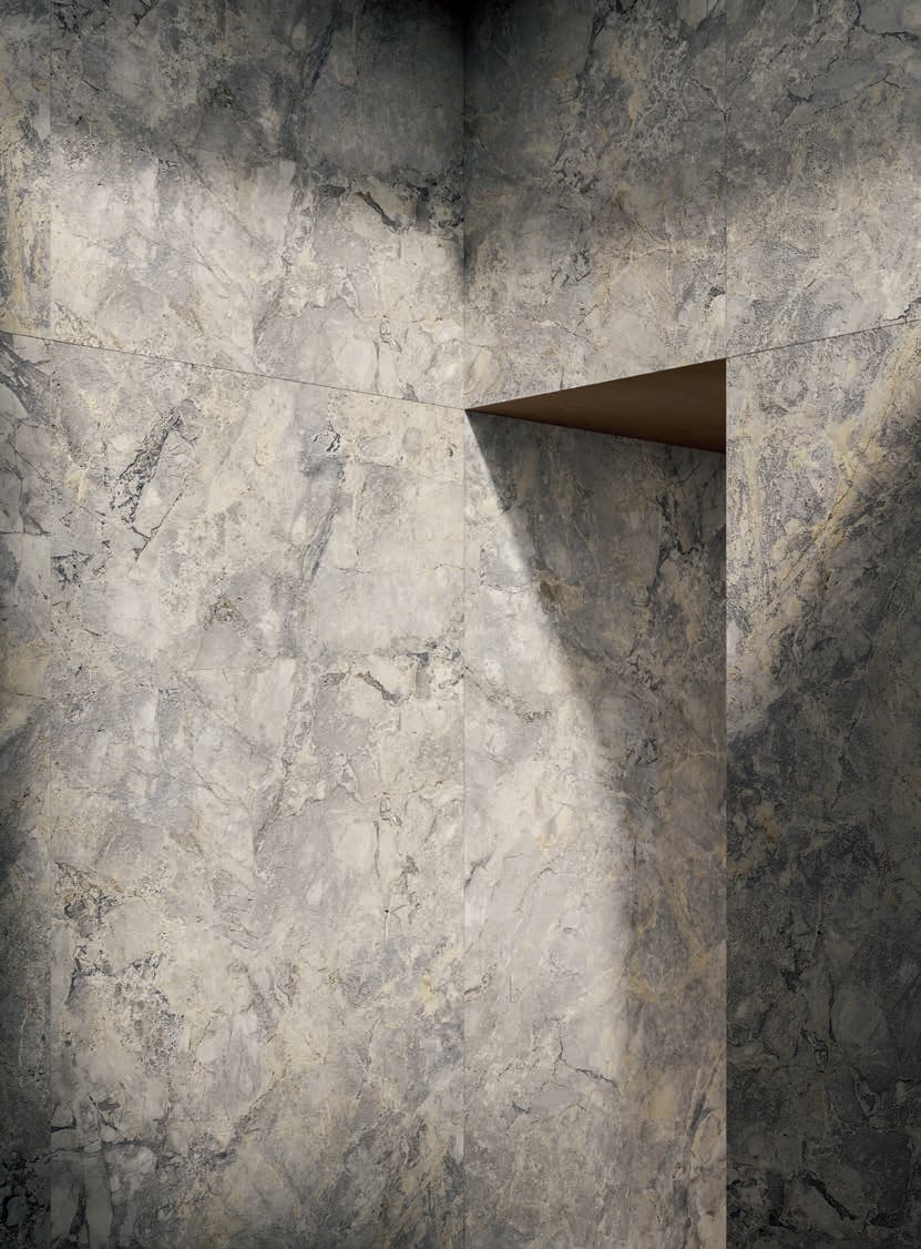Duș minimalist în piatră gri | Inspirație Baie Minimalist