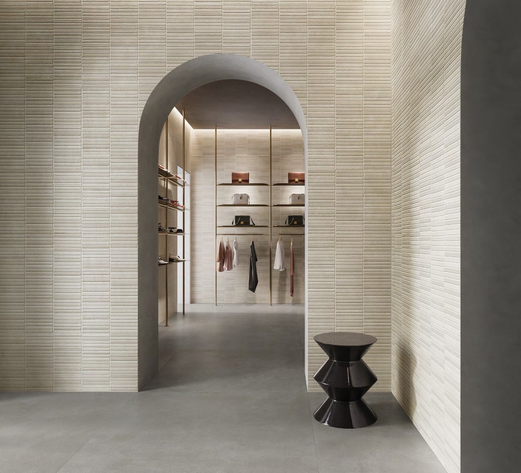 Dressing minimalist, lumină caldă | Inspirație Baie Modern
