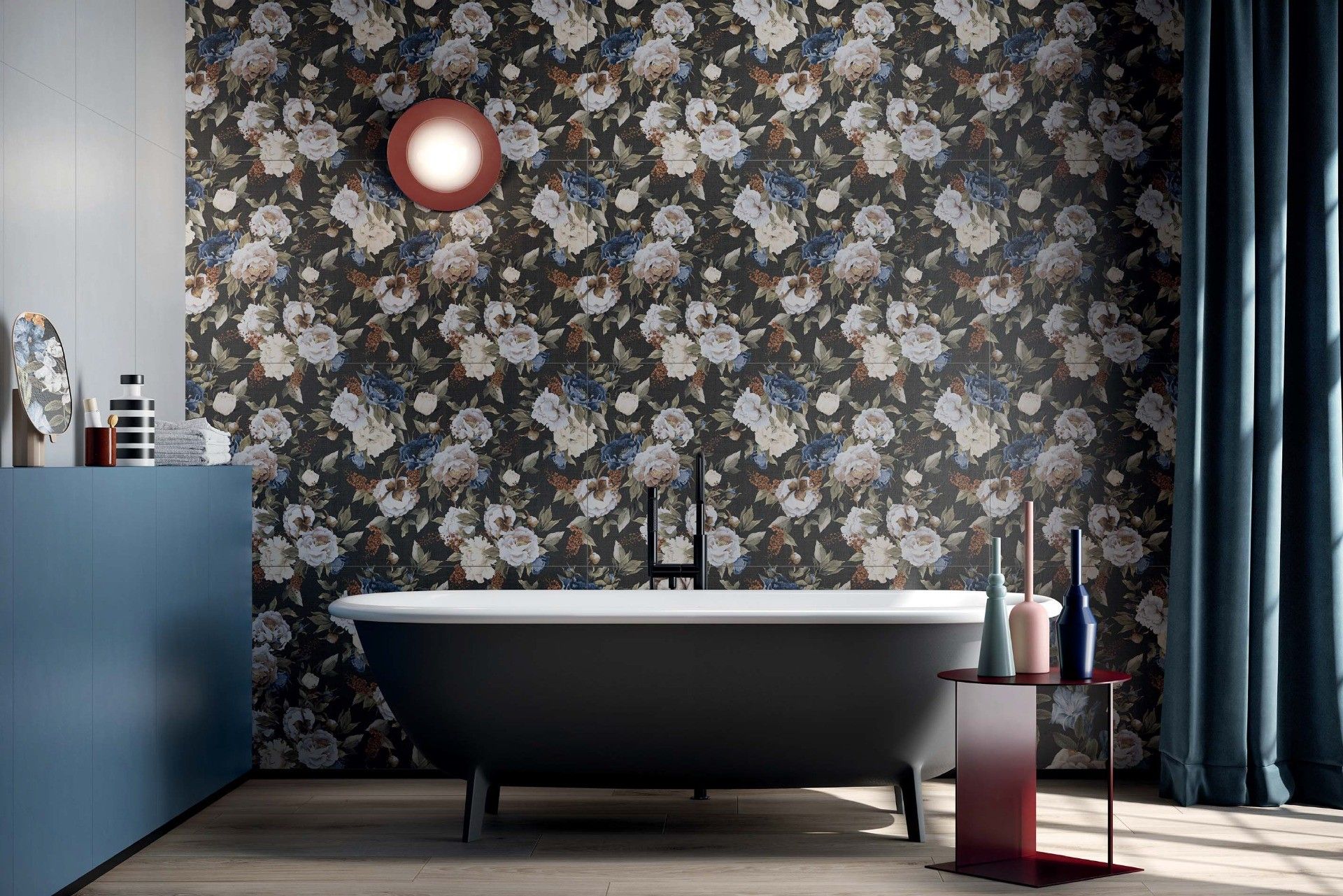 Baie eclectic-florală cu accente calde | Inspirație Baie Modern