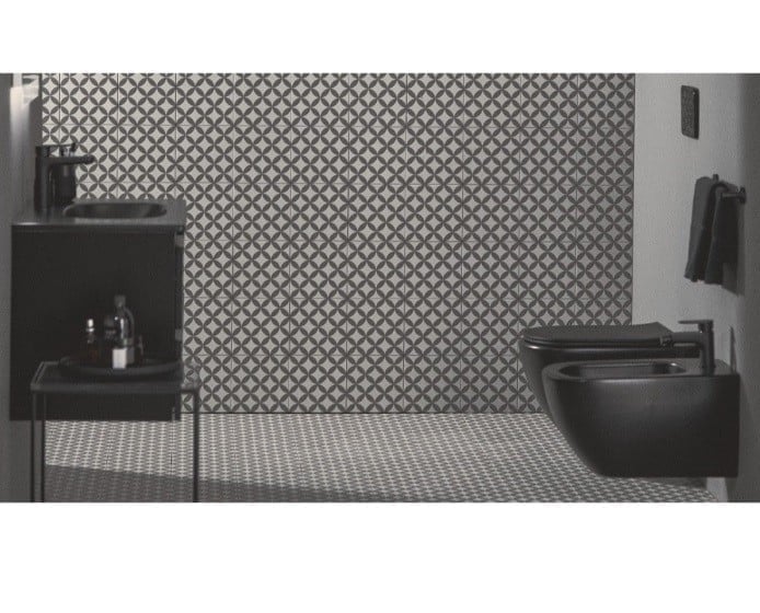 Baie modernă cu accente geometrice | Inspirație Baie Minimalist