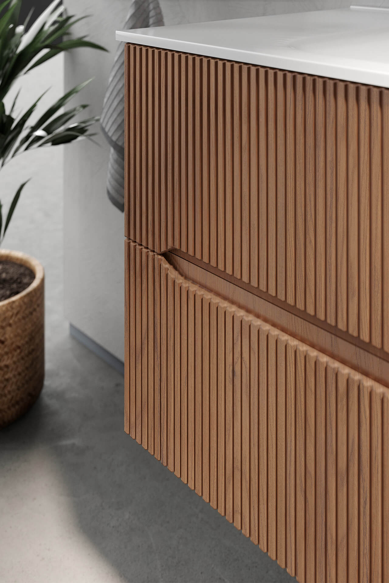 Baie caldă, texturi moderne | Inspirație Baie Modern