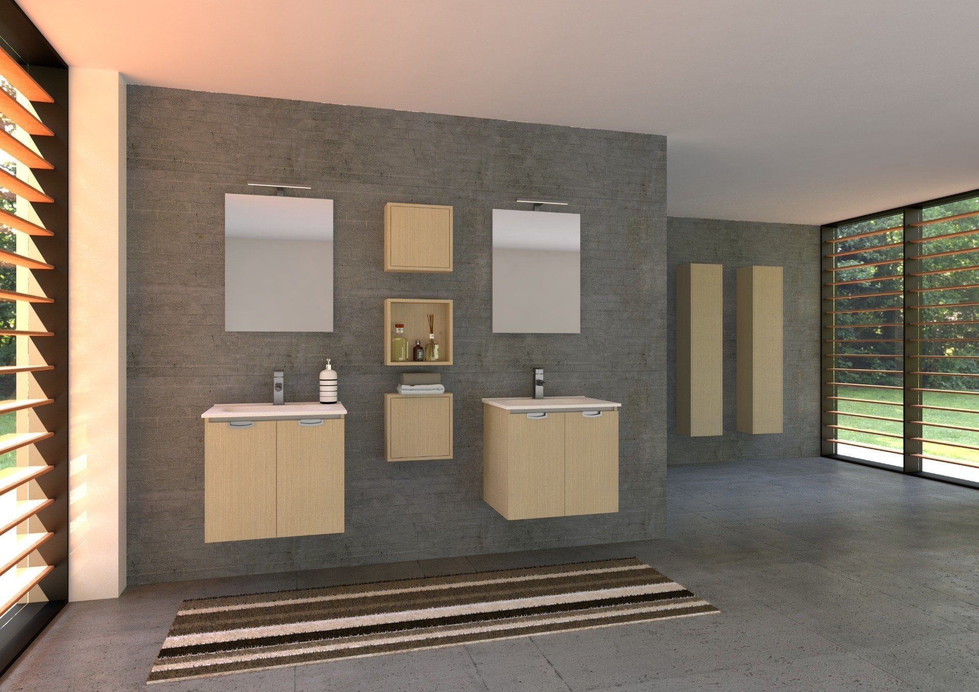 Baie modernă cu accente de lemn | Inspirație Baie Modern