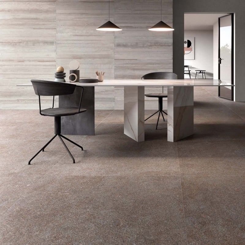 Living minimalist cu accente tactile | Inspirație Baie Modern