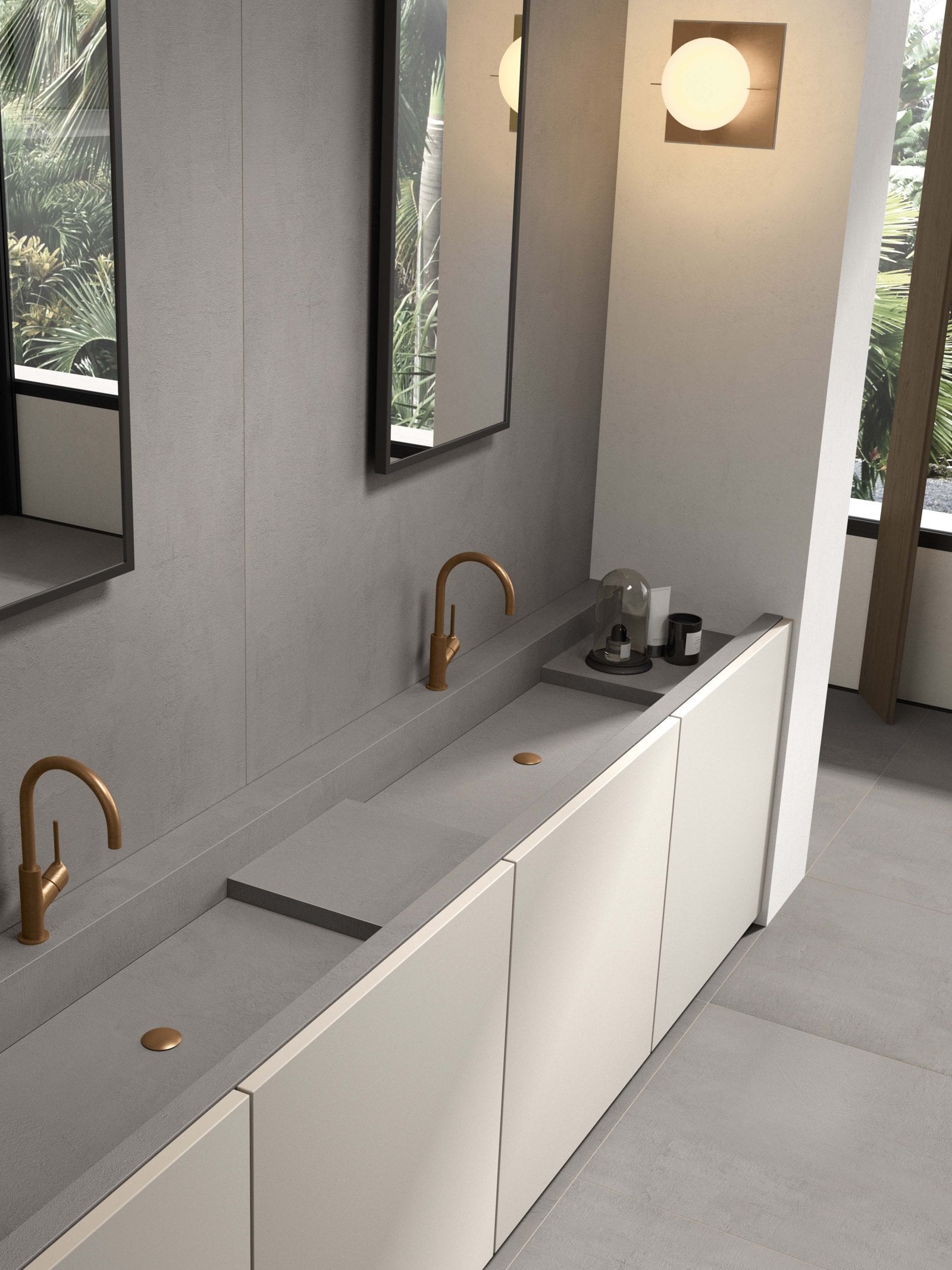 Baie minimalistă cu accente tropicale | Inspirație Baie Modern