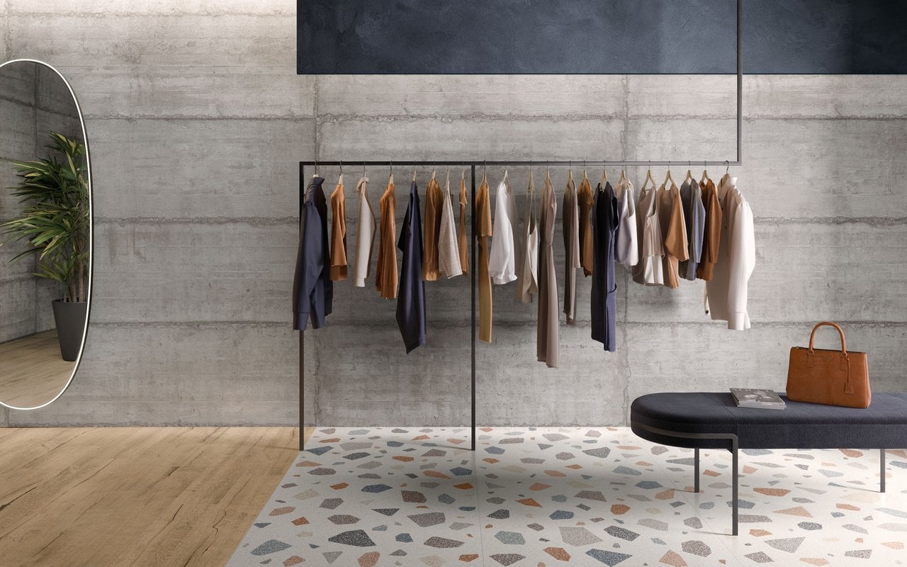 Hol urban cu accente terrazzo | Inspirație Baie Modern