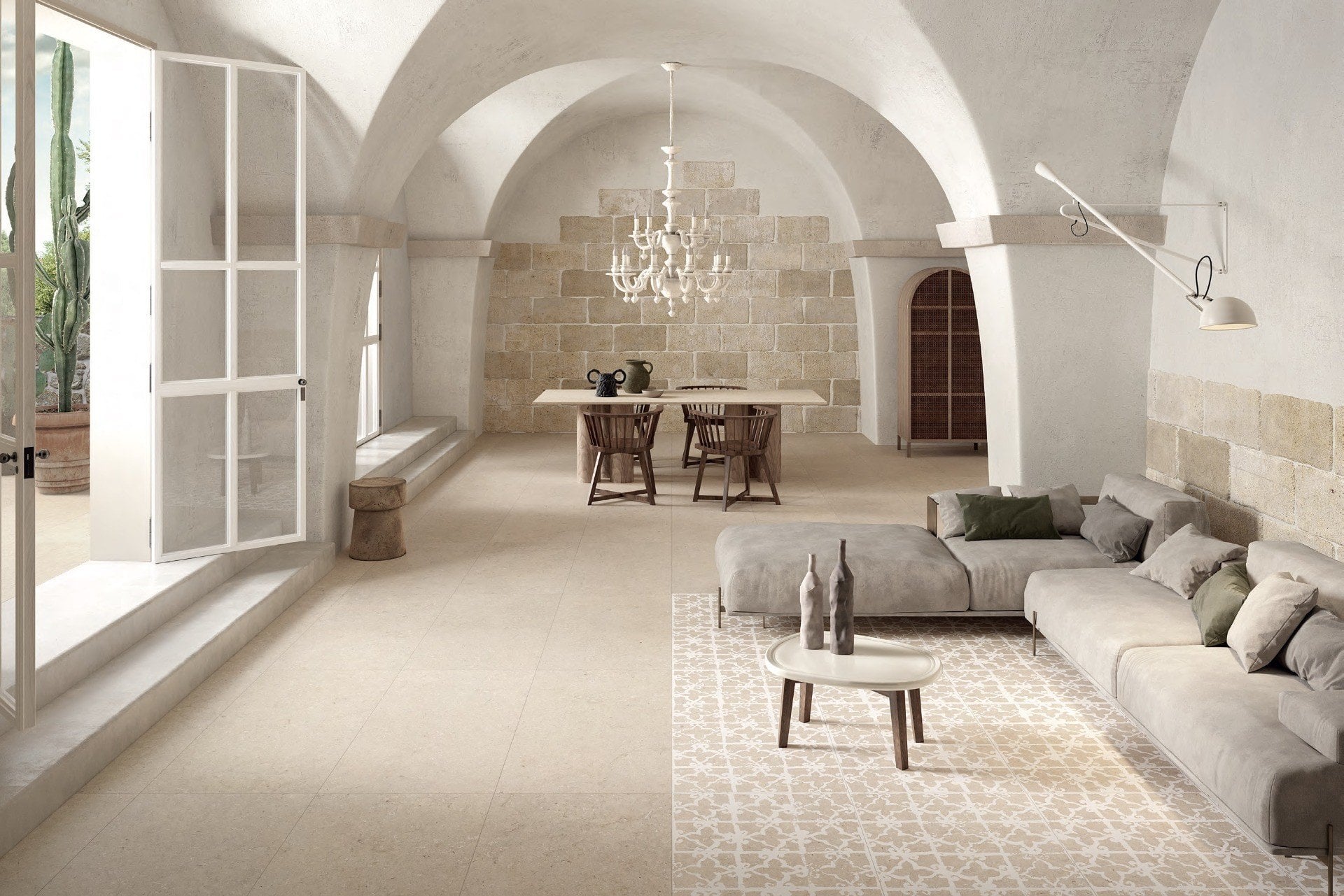 Living mediteranean cu bolți arcuite | Inspirație Baie Modern