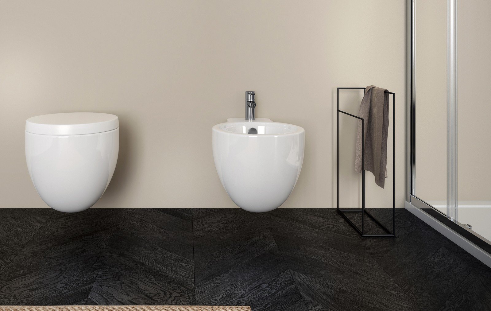 Baie modernă, contrast elegant | Inspirație Baie Modern
