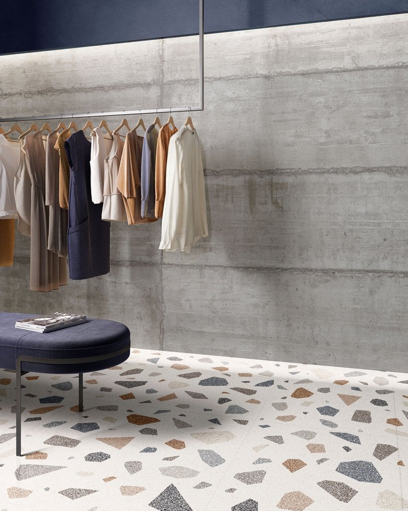 Dressing urban cu accente terrazzo | Inspirație Baie Modern