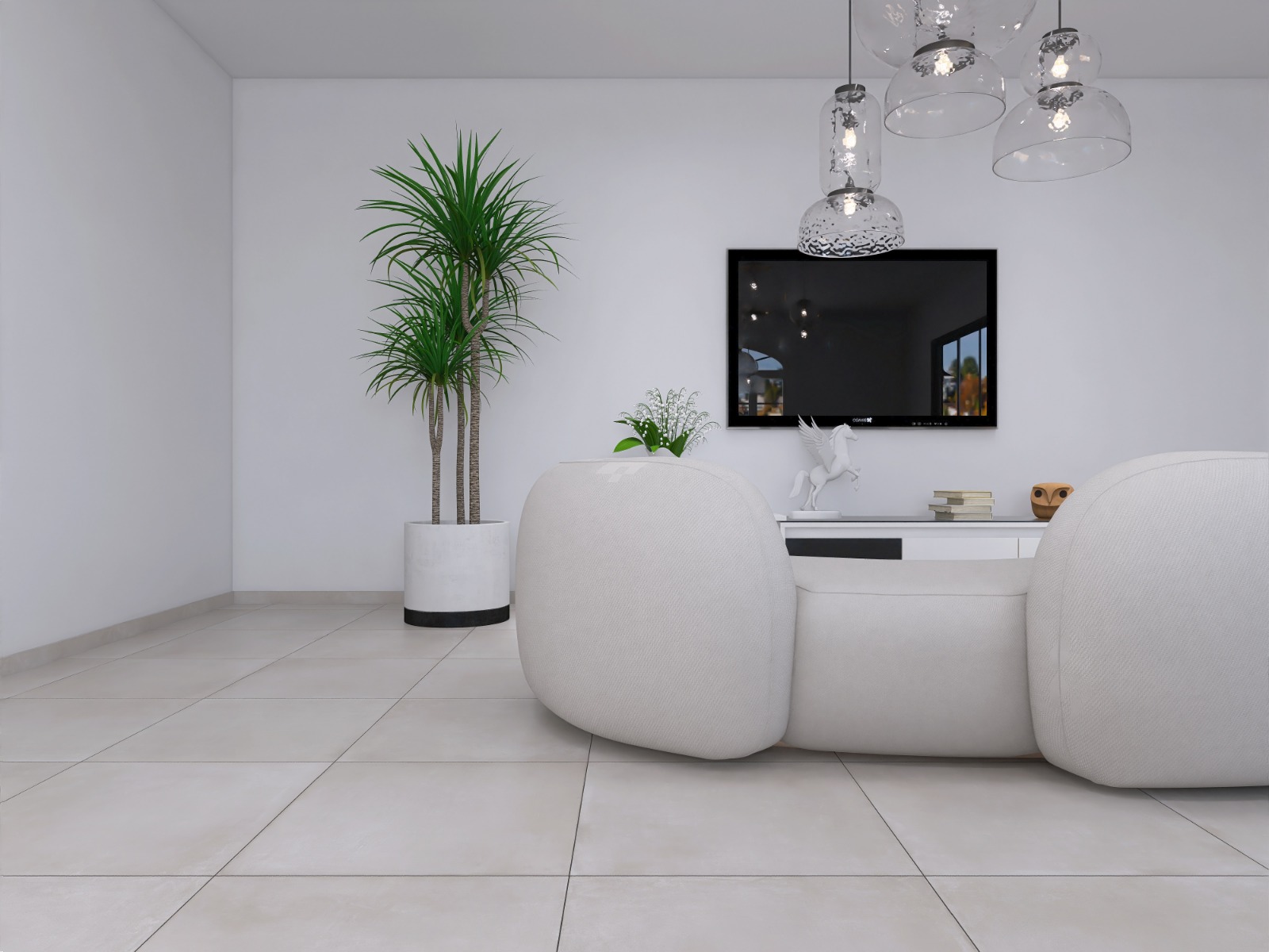 Living minimalist cu accente naturale