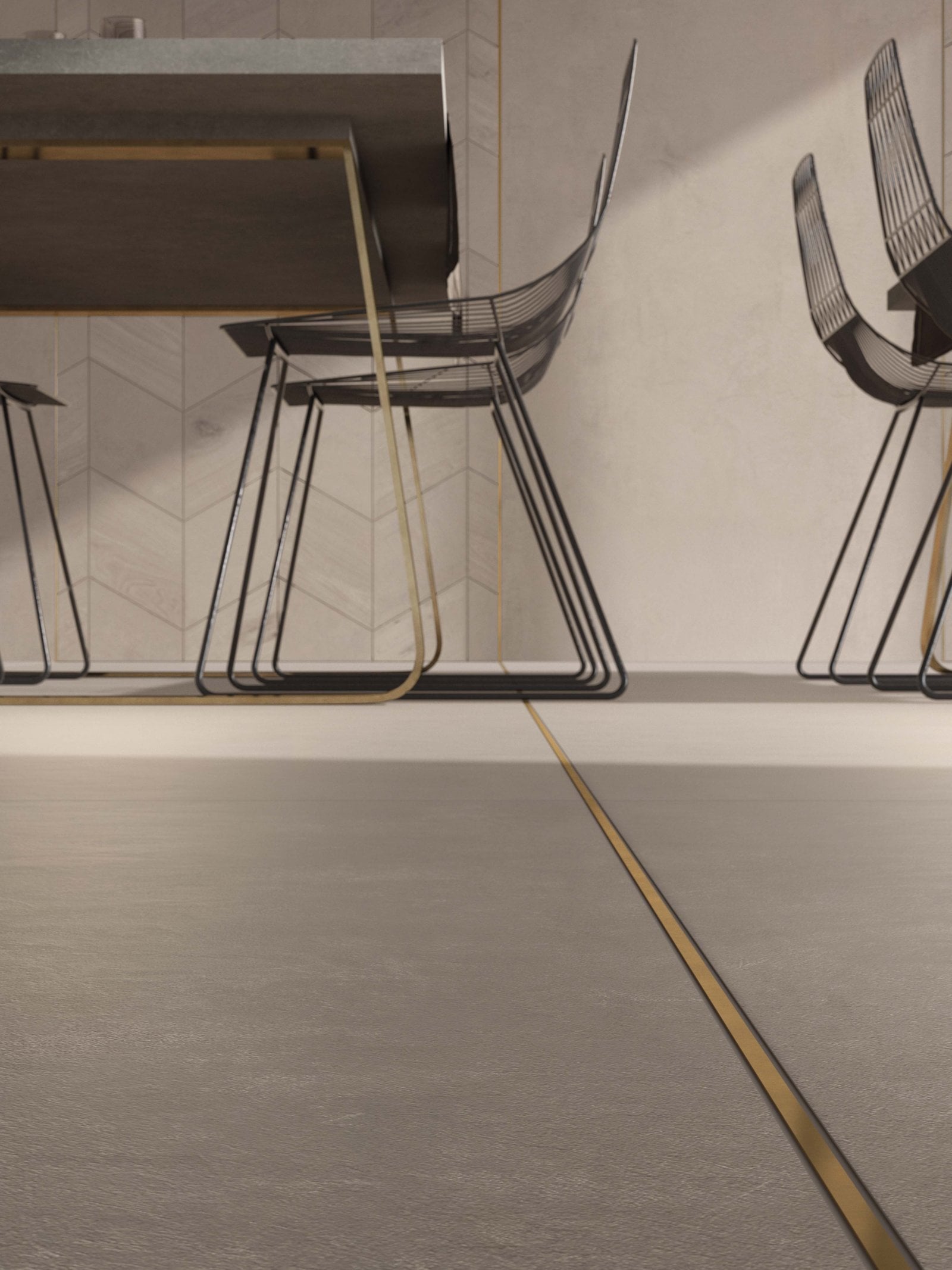 Dining urban cu accente aurii | Inspirație Baie Modern
