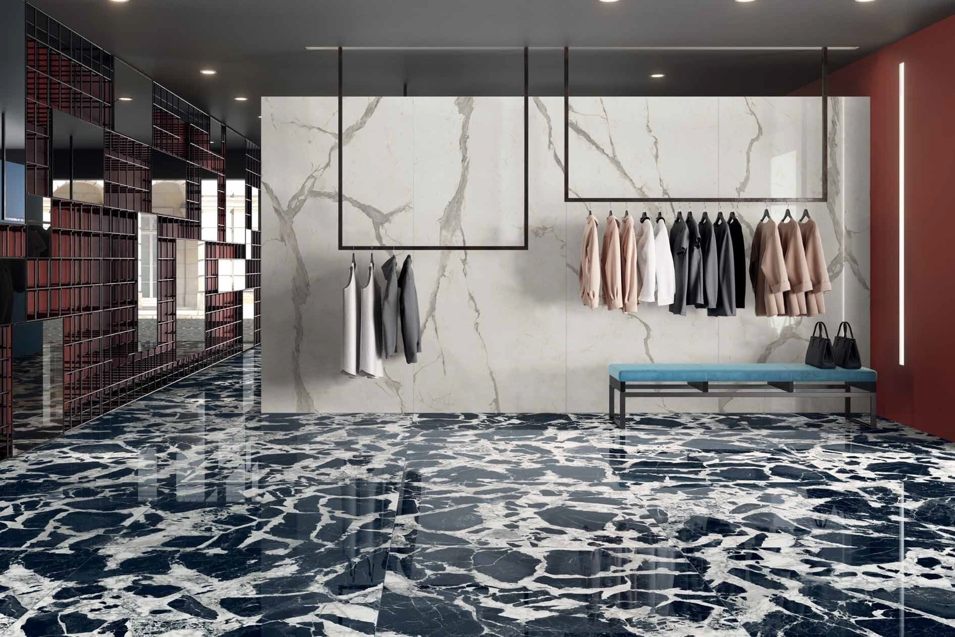 Boutique urban cu accente dramatice | Inspirație Baie Minimalist