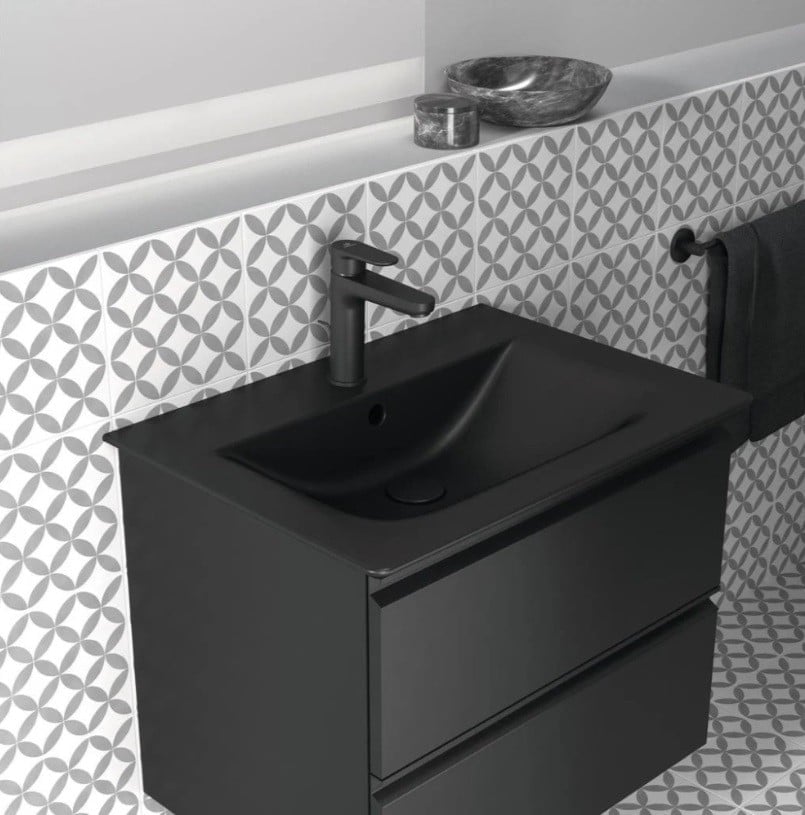 Baie modernă cu accente grafice | Inspirație Baie Minimalist