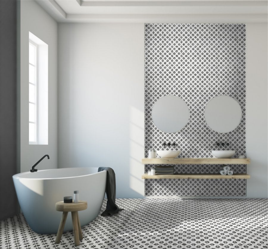 Baie modernă cu accente florale | Inspirație Baie Modern