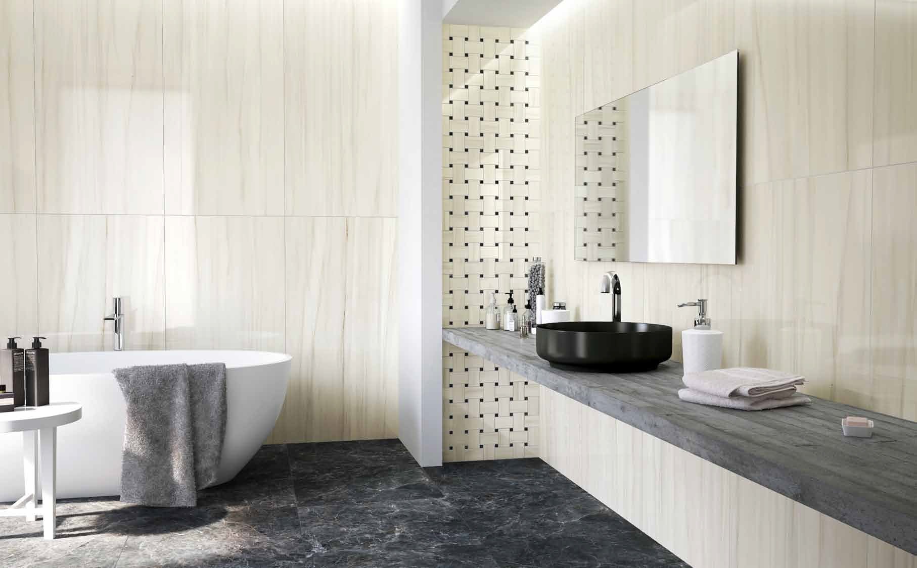 Baie modernă în contrast subtil | Inspirație Baie Minimalist