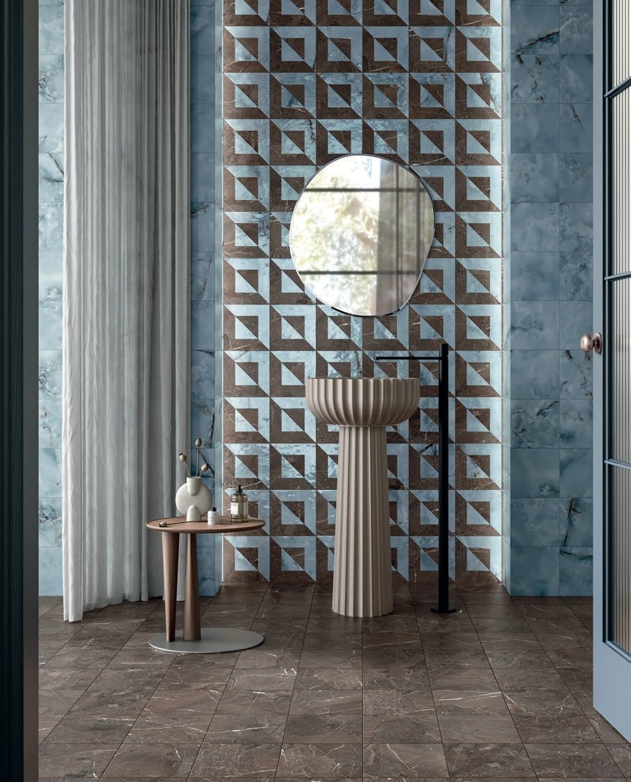Baie eclectic-urbană în tonuri de albastru | Inspirație Baie Modern