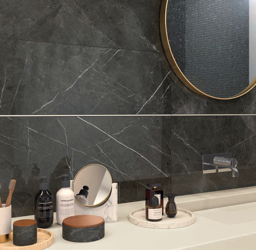 Baie sofisticată în marmură neagră | Inspirație Baie Minimalist