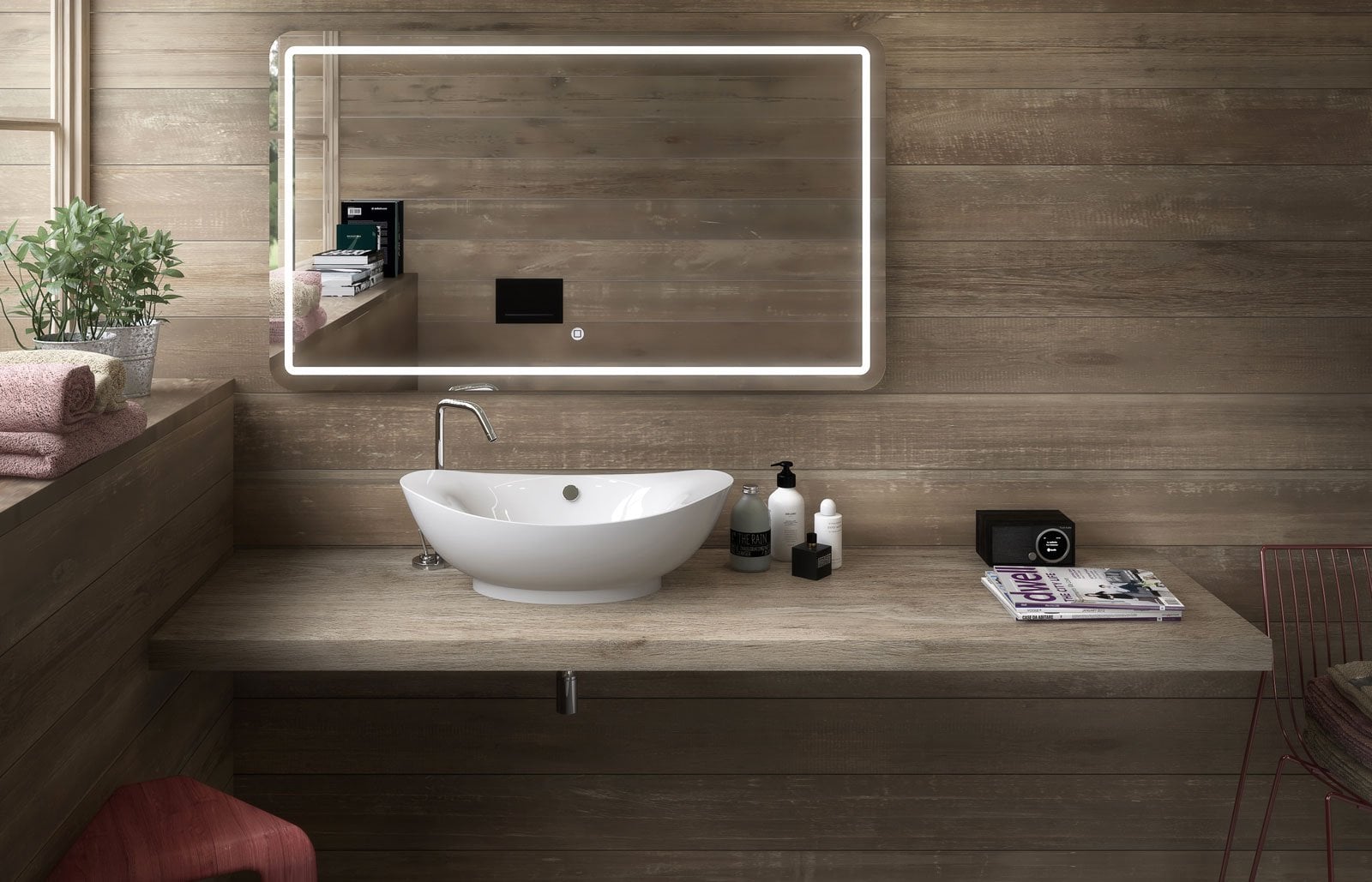 Baie caldă, nuanțe de lemn | Inspirație Baie Modern
