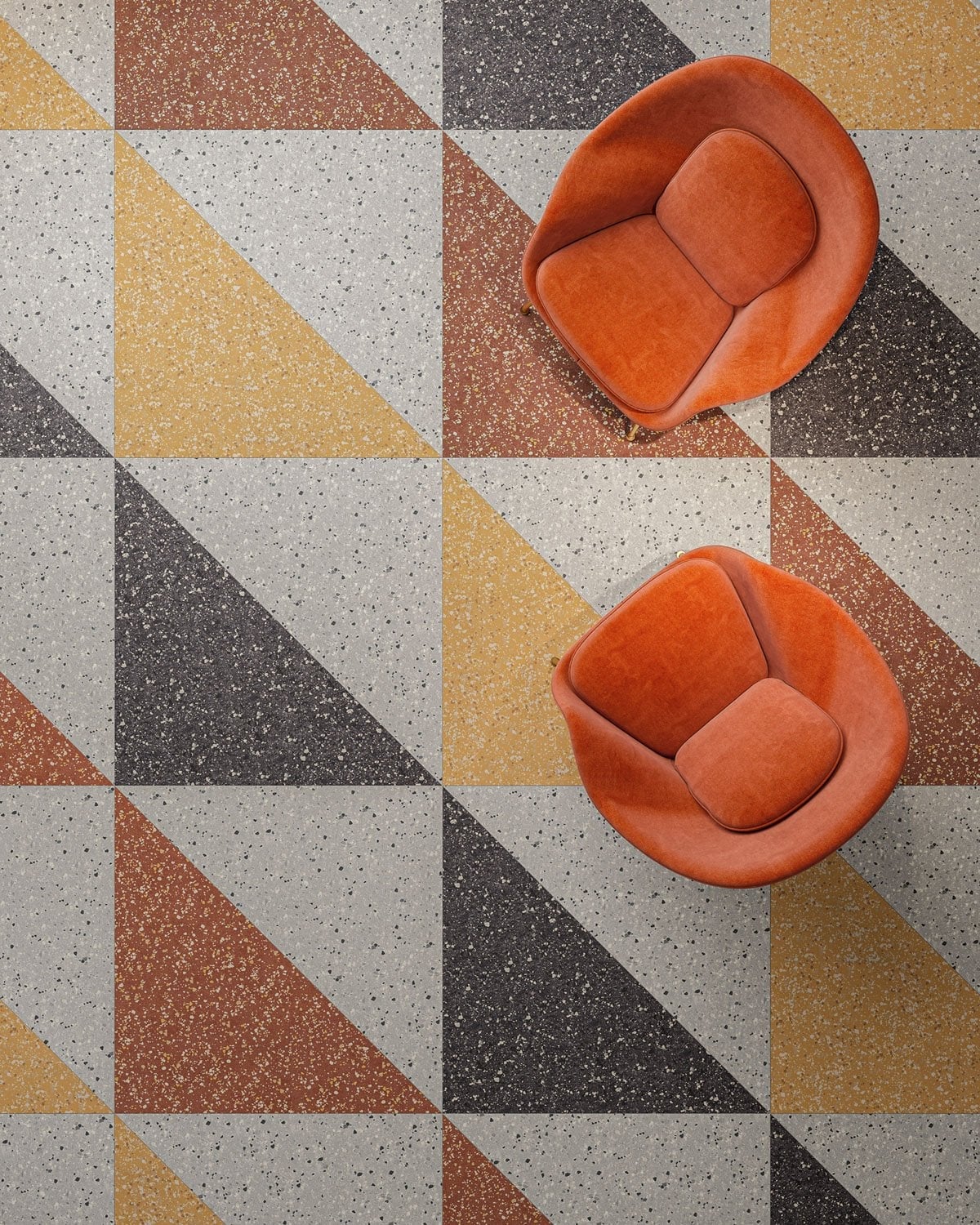 Hol vibrant cu accente terrazzo