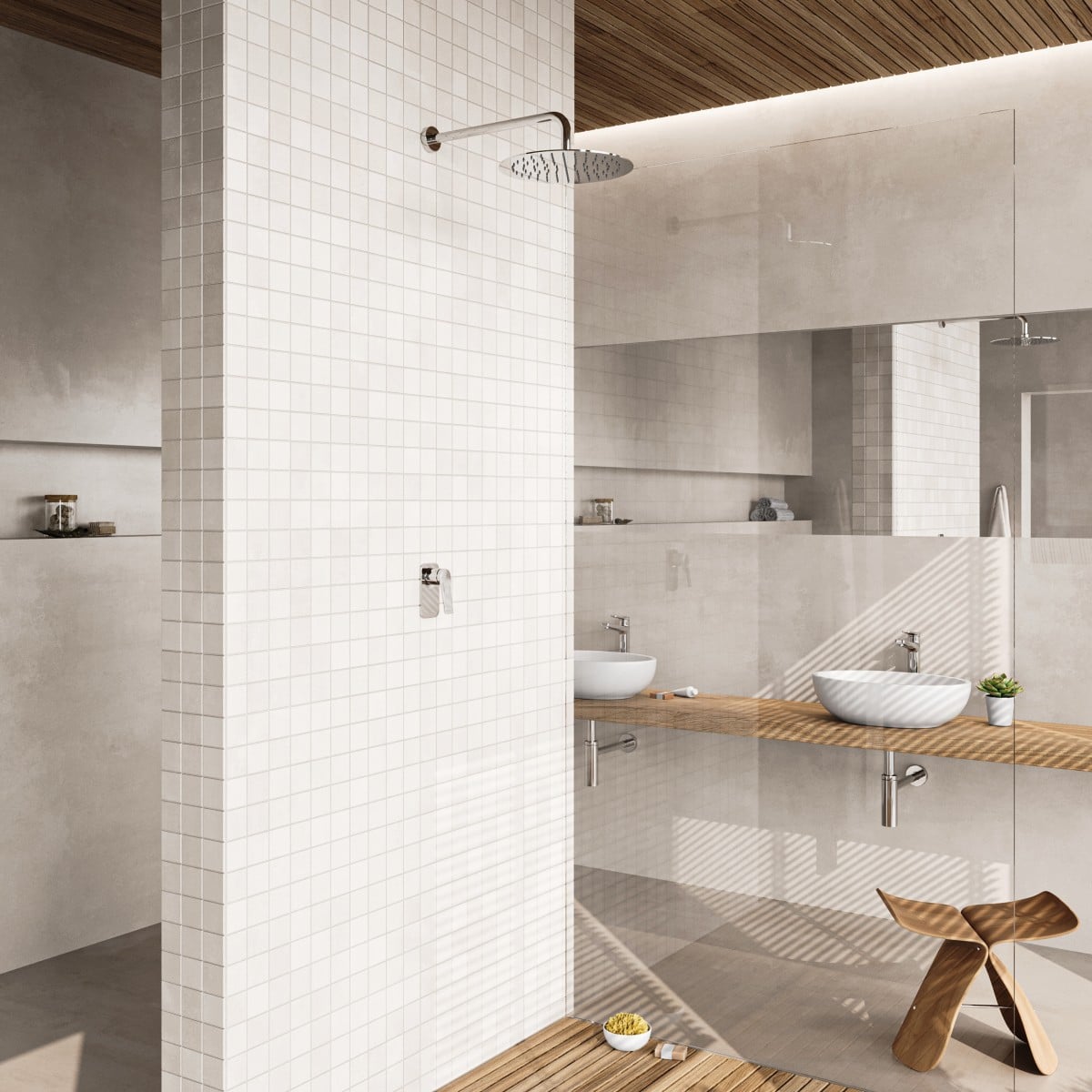 Duș spa cu lumină difuză | Inspirație Baie Modern