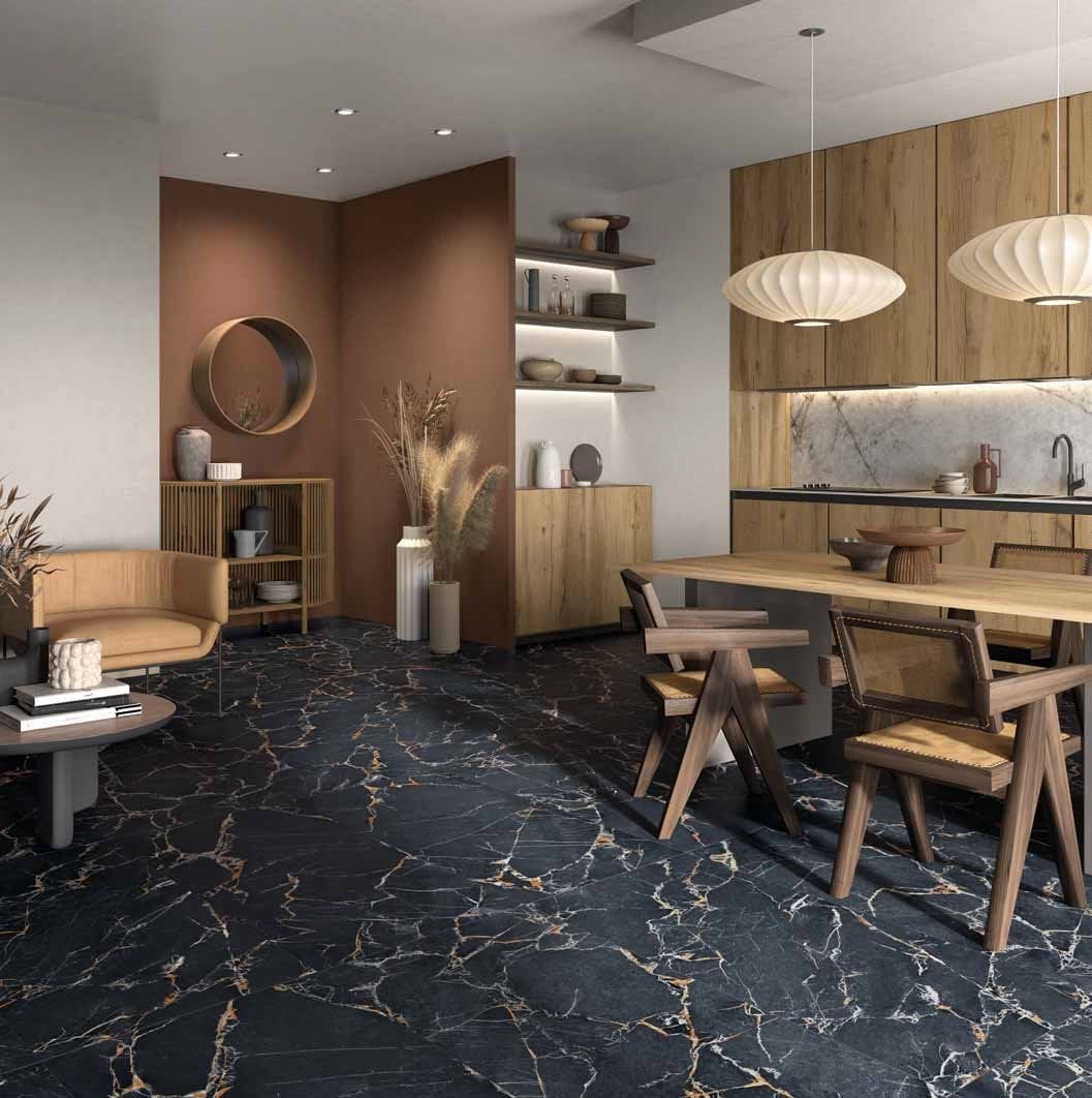 Open space cu accente bold | Inspirație Baie Modern