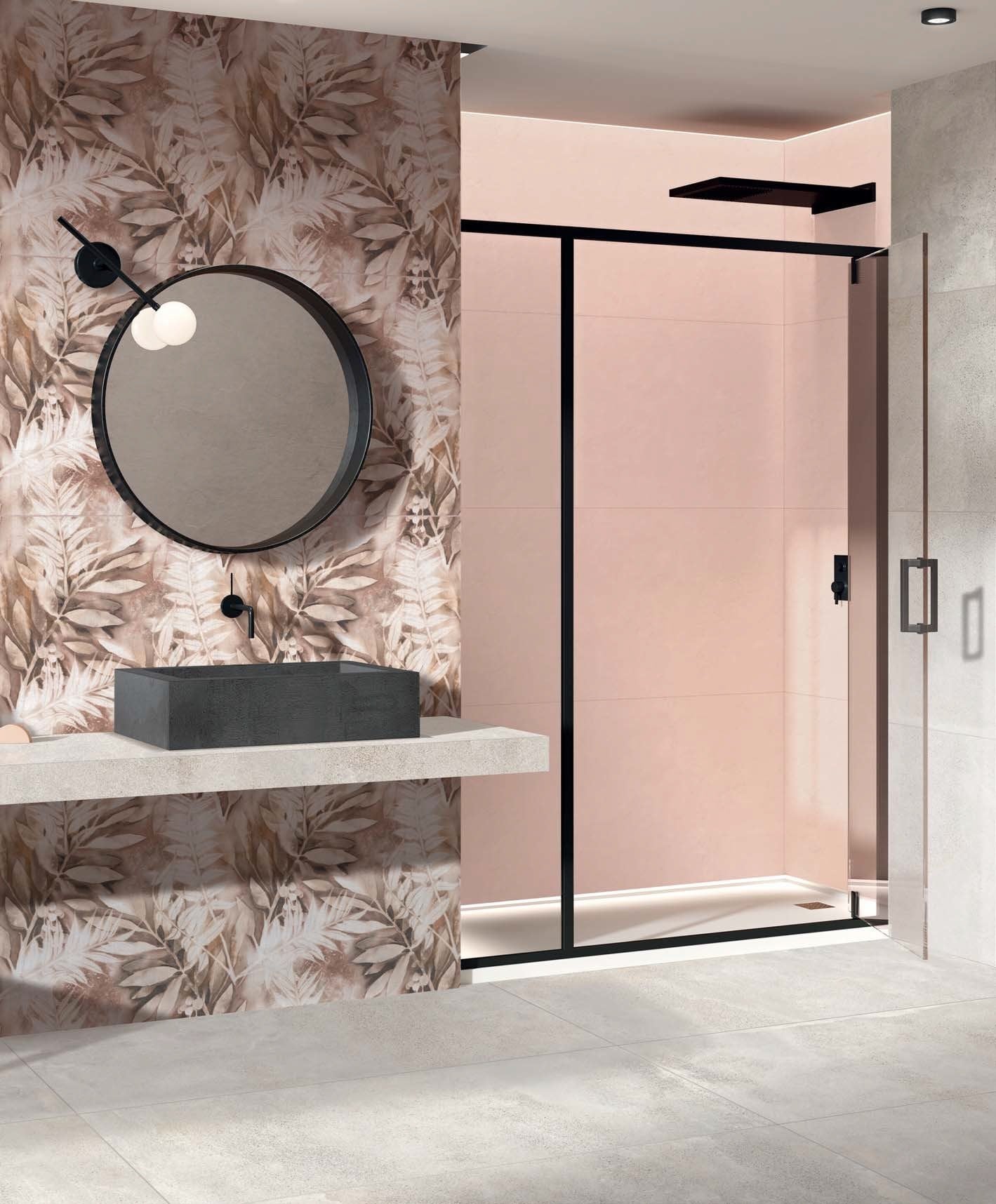 Baie tropicală în tonuri calde | Inspirație Baie Modern