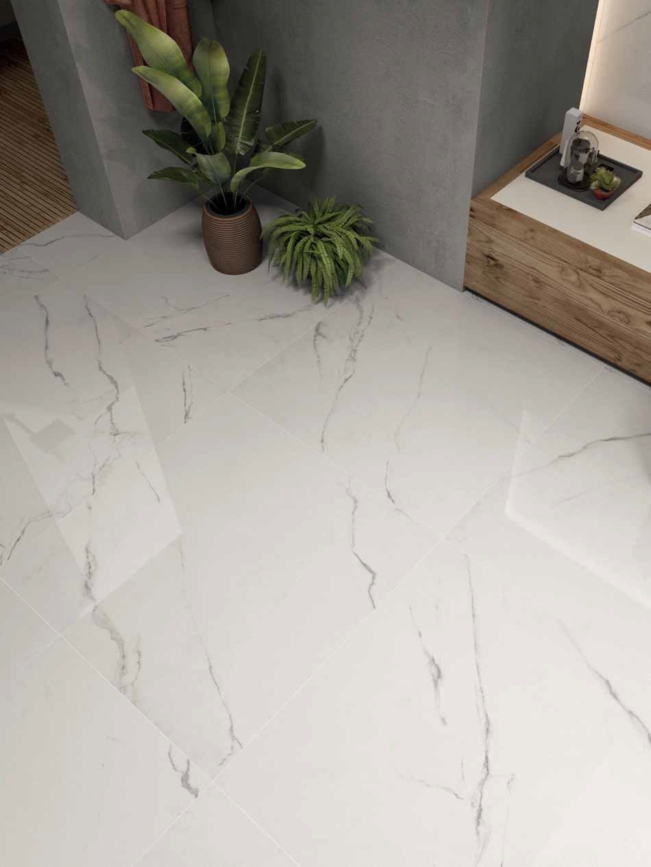 Baie modernă în marmură albă | Inspirație Baie Modern