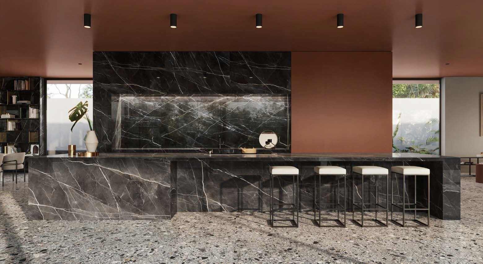 Bucătărie opulentă cu accente teracotă | Inspirație Baie Modern