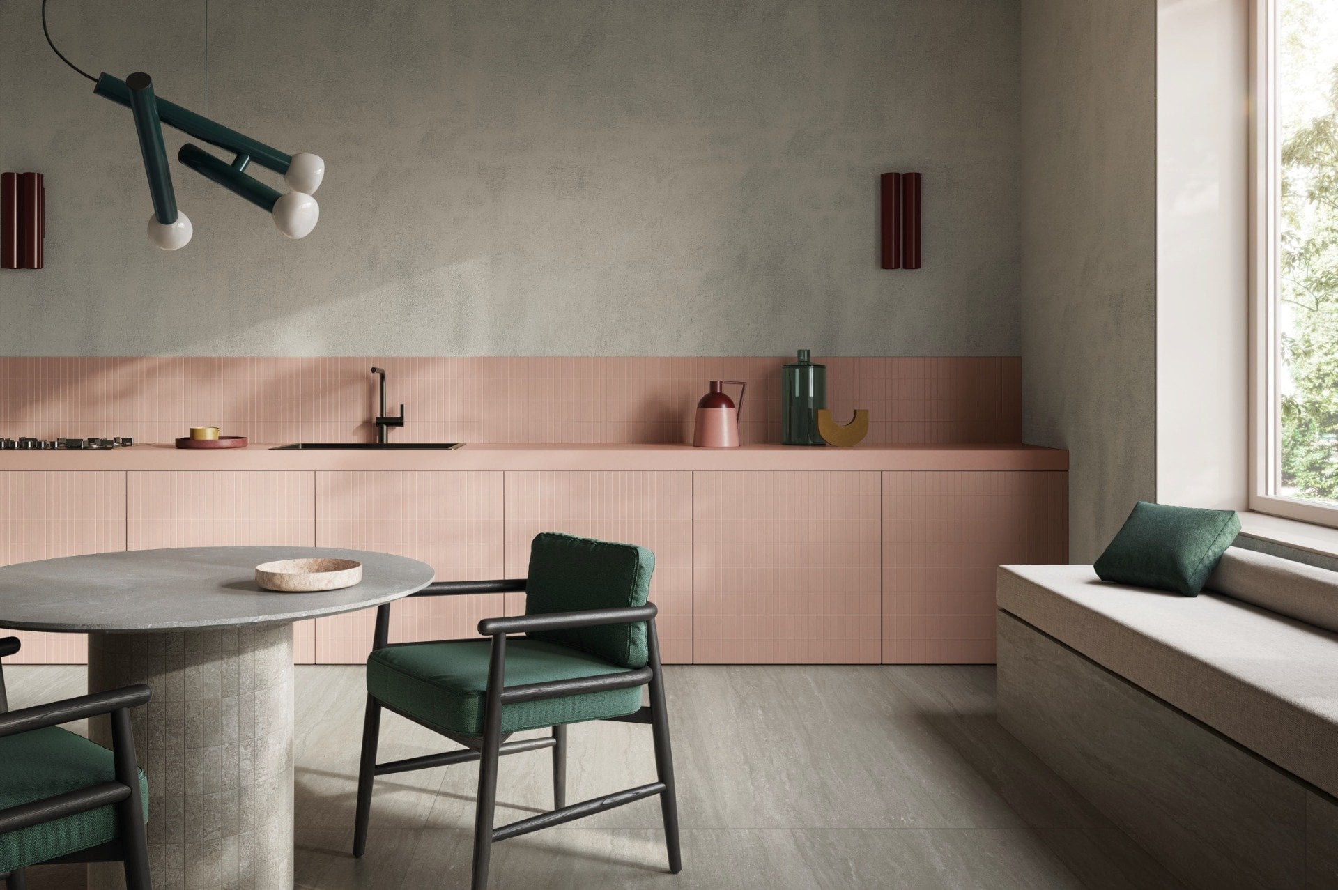 Bucătărie urbană cu accente pastel | Inspirație Baie Minimalist