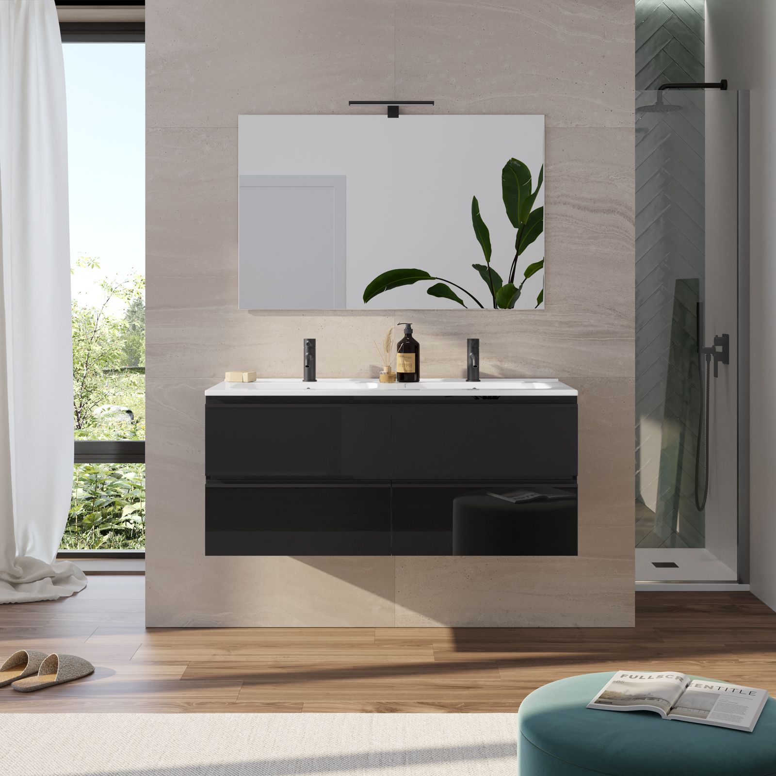 Baie modernă cu accente naturale | Inspirație Baie Modern