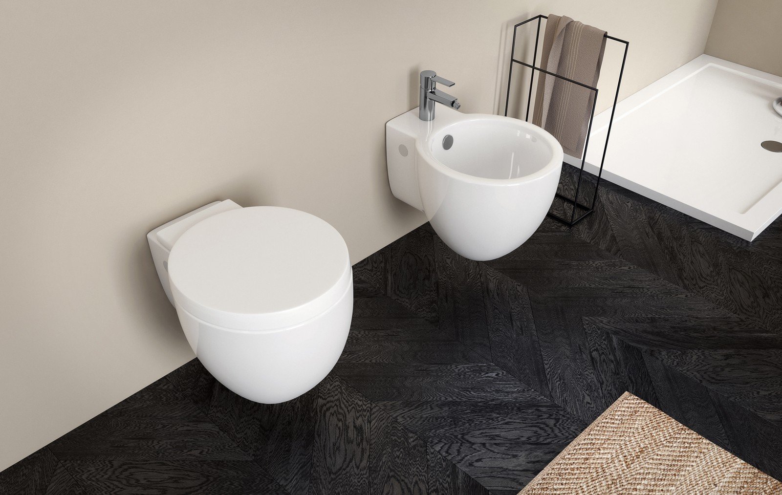 Baie modernă cu accente negre | Inspirație Baie Modern