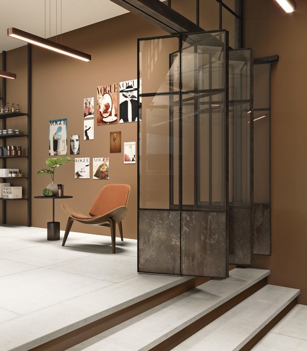 Hol urban cu accente calde | Inspirație Baie Modern