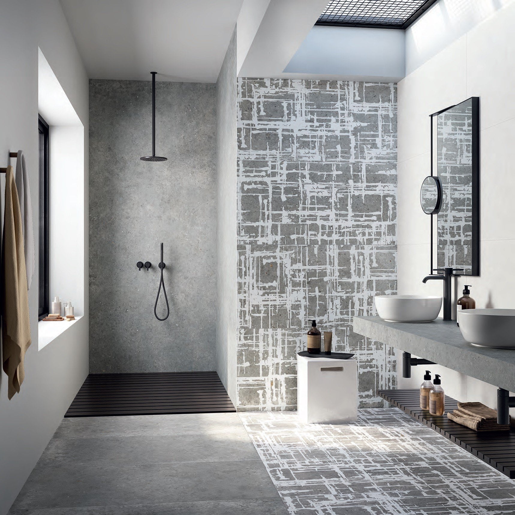 Duș urban cu accente grafice | Inspirație Baie Modern