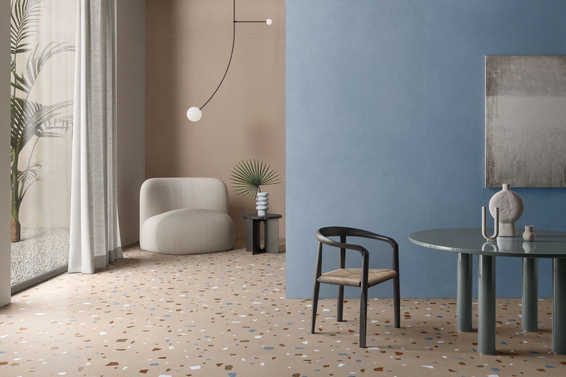 Living modern cu accente terrazzo | Inspirație Baie Modern
